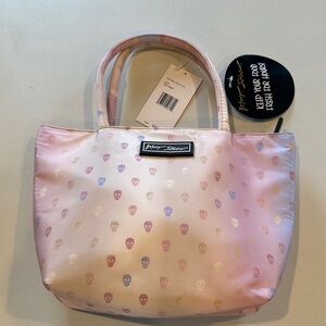 Betsey Johnson Pink and White Skull Satchel